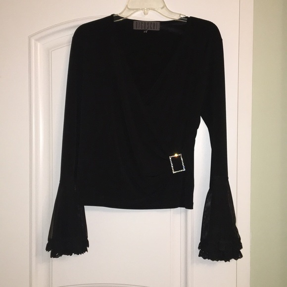 Black evening top with bell sleeves - Picture 2 of 5
